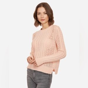 Pointelle Cashmere Sweater Like New. Apricot/Peach